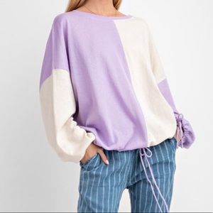 Color Block Drawstring Pullover